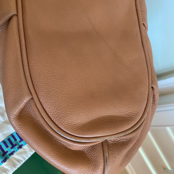 Tory Burch Thea Pebbled Camel Tan Leather Handbag Hobo bag w dust bag ! - Picture 9 of 14